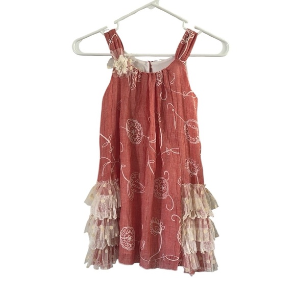 Isobella & Chloe Charming Red Dress embroidery ruffles lace polkadots size 5 - Picture 1 of 6